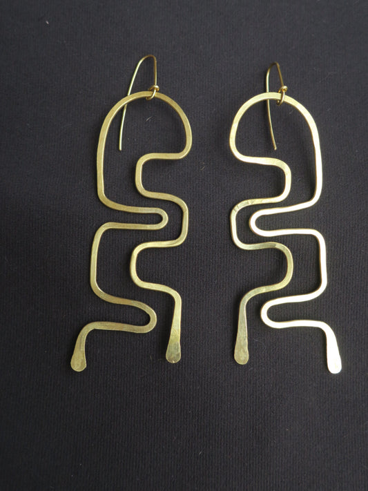 Les Cours d'Eau — Boucles d'oreille sculpturales en laiton